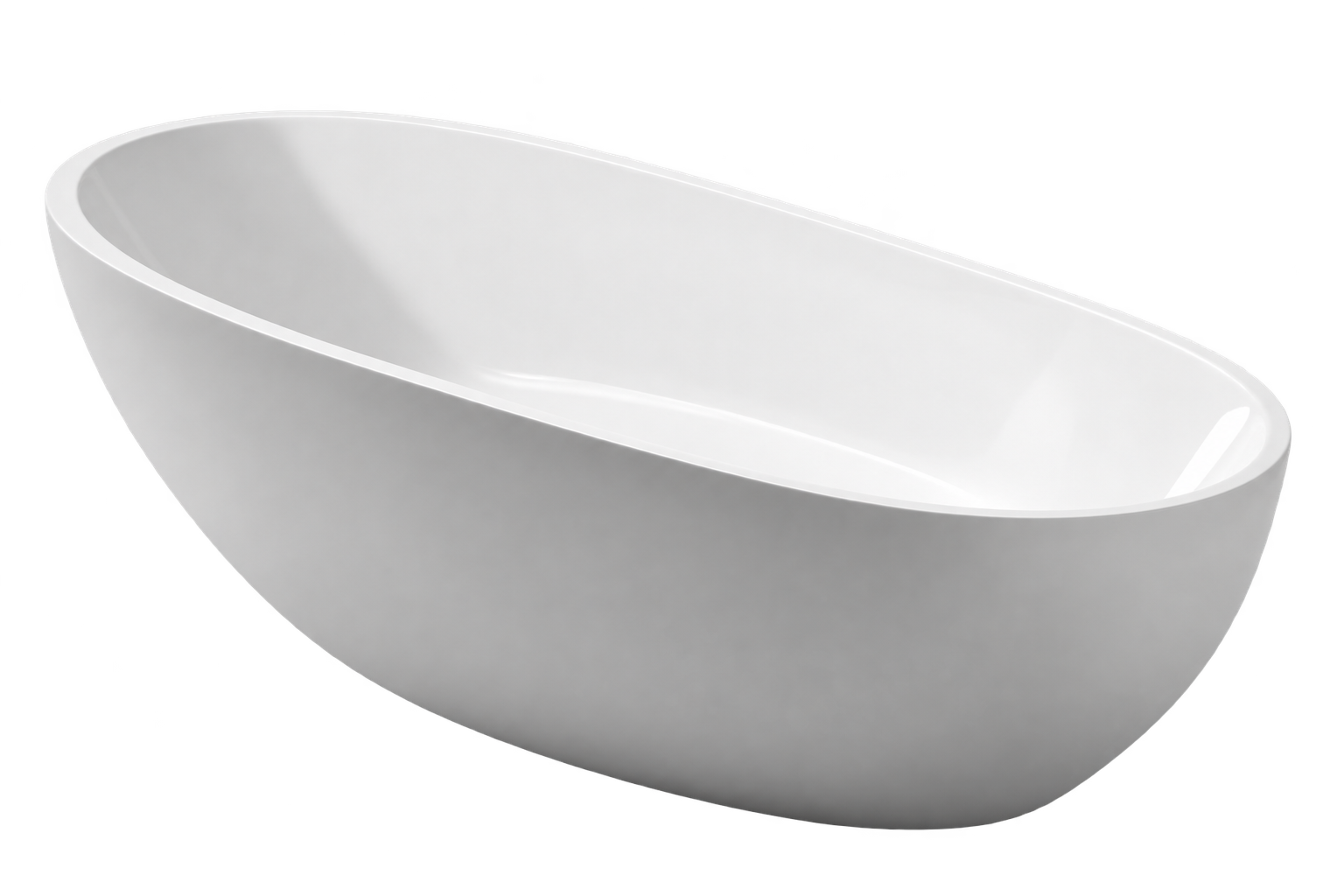 .25 Soaker Bath in white acrylic, featuring a sleek oval freestanding silhouette with smooth curved sides and a minimalist profile.