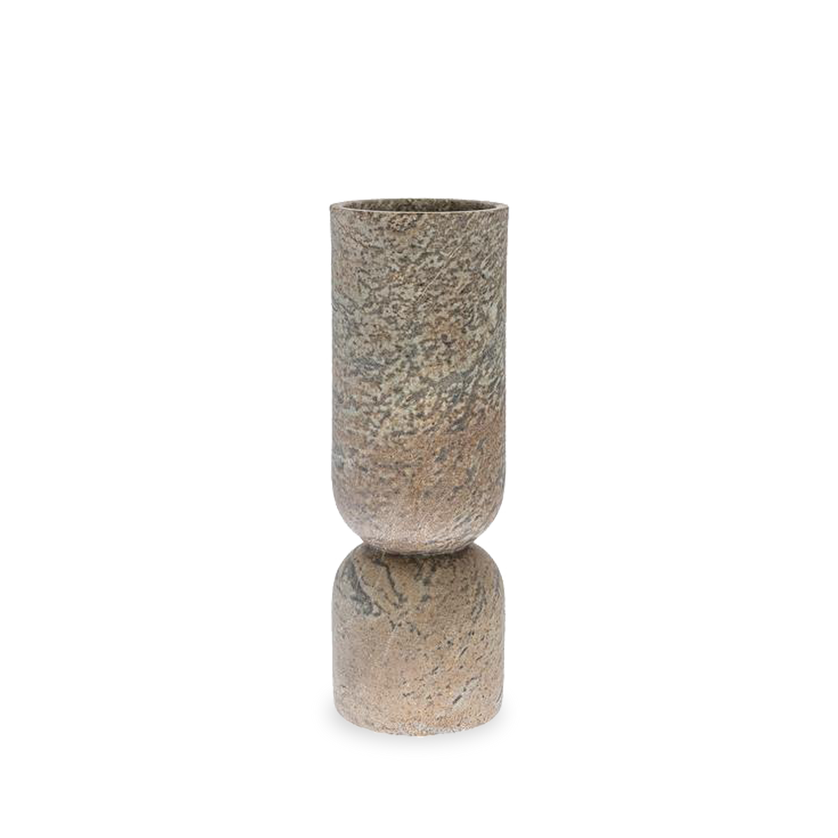 The Totem Vases are skillfully milled from soapstone into narrow geometric shapes.