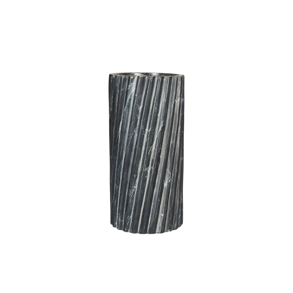 Ridged Marble Vase Black/Gold