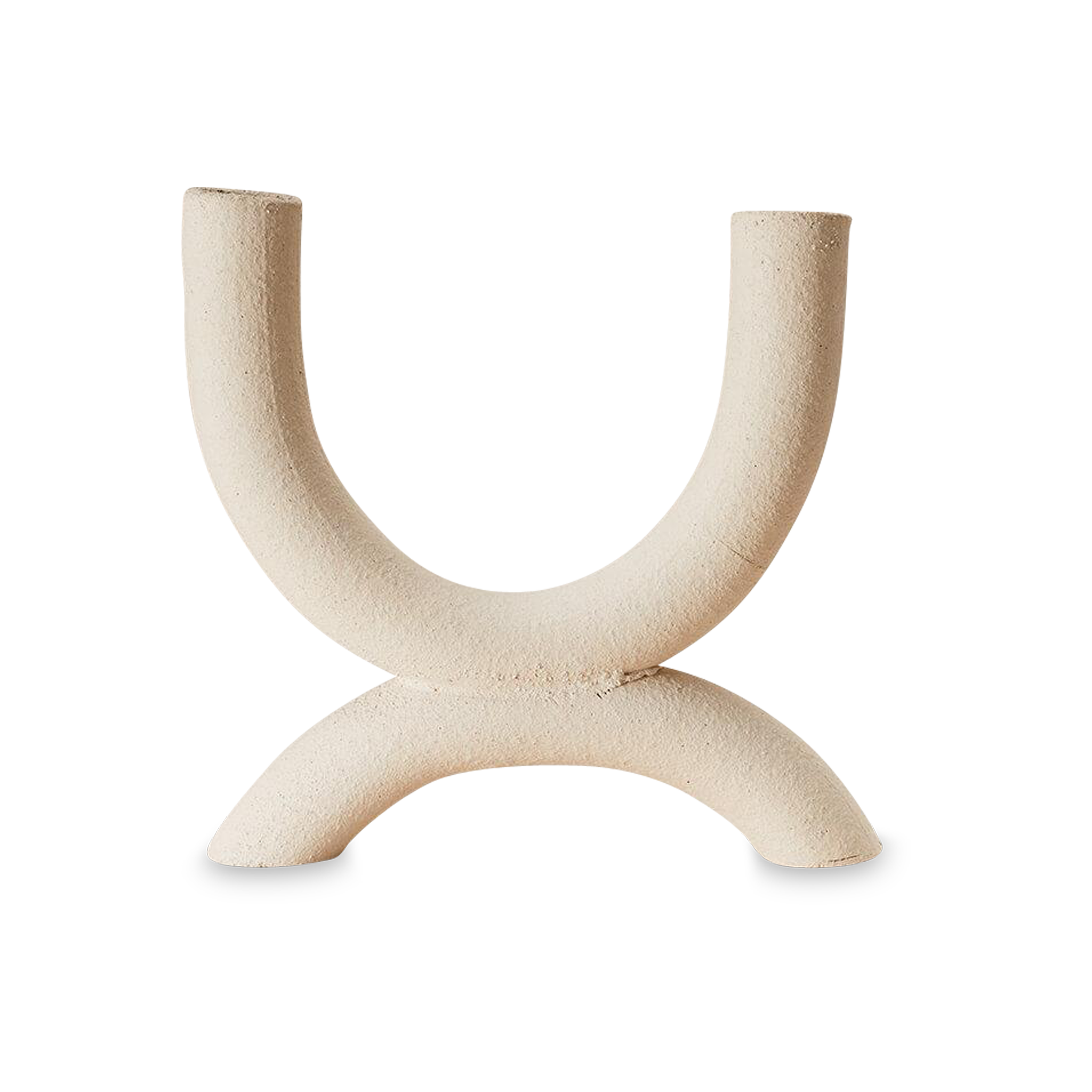 Crafted in raw ceramic, it can stand alone or intertwine with the Harmony Candleholder.