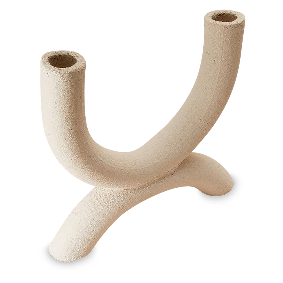 Crafted in raw ceramic, it can stand alone or intertwine with the Harmony Candleholder.
