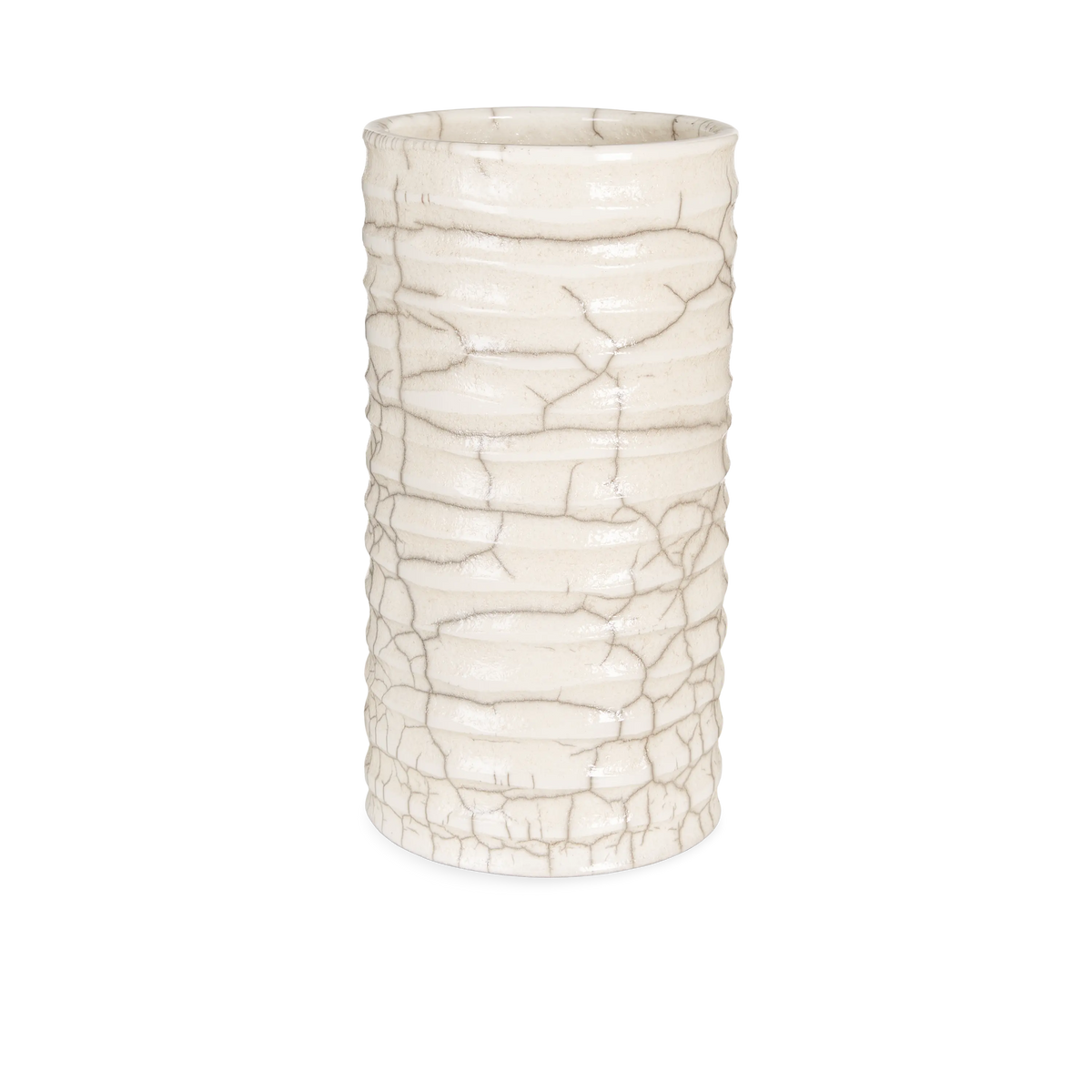 Cylinder Vase L White Crackle