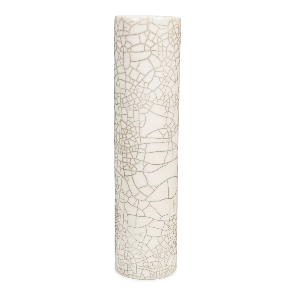 Cylinder Vase L White Crackle