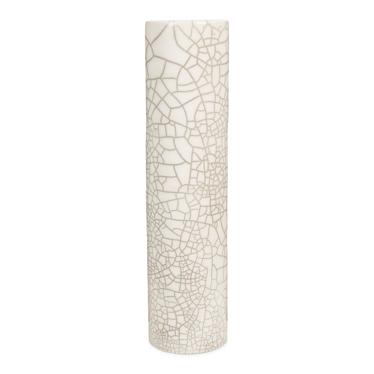 Cylinder Vase L White Crackle
