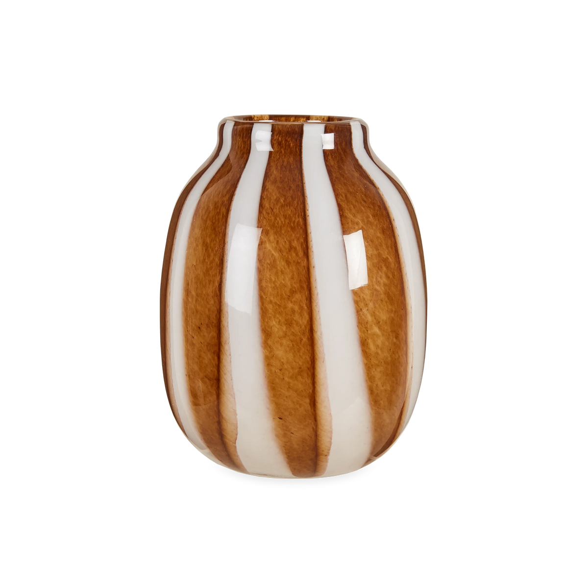 Mouthblown Striped Gls Vase Br