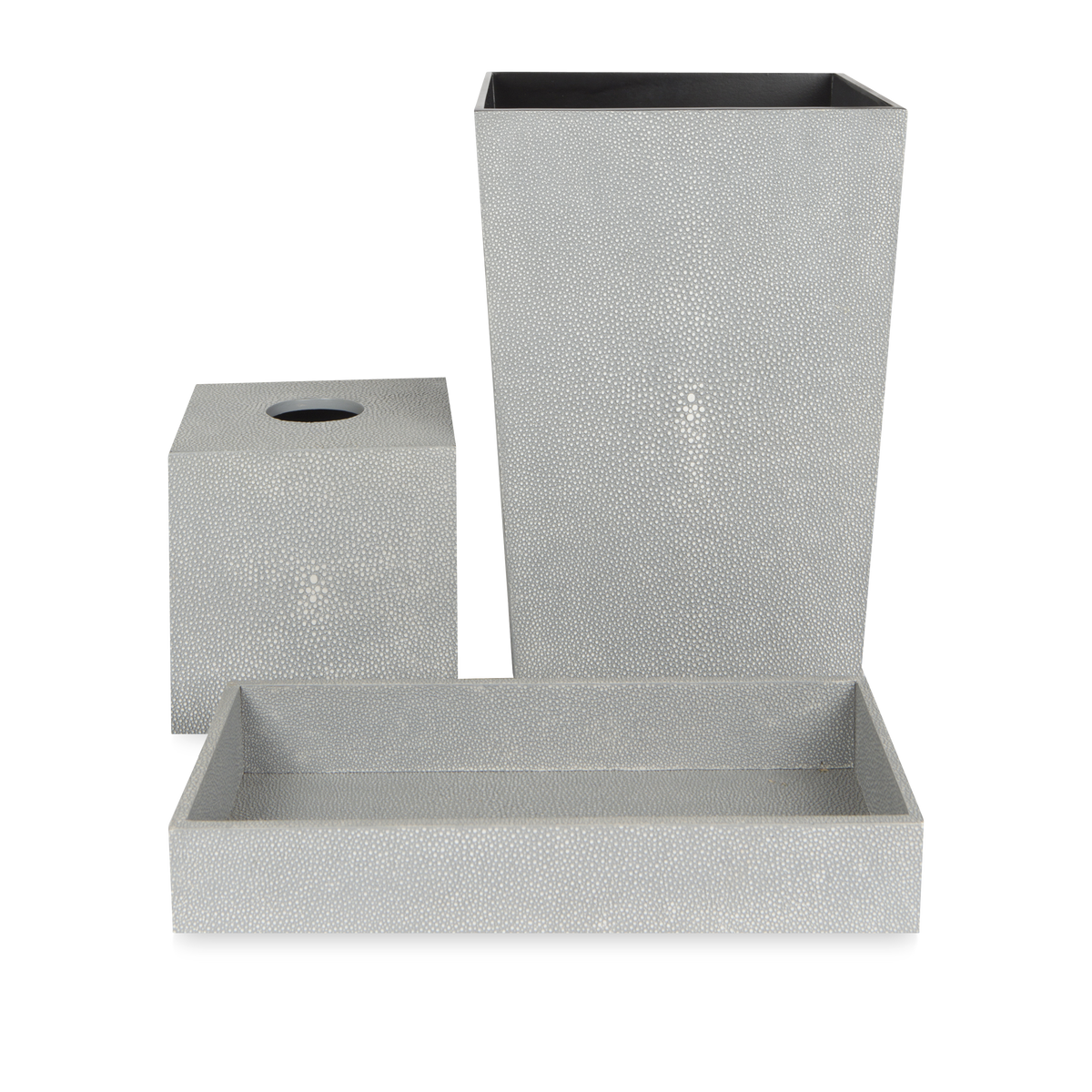 Add refined style to your bathroom with our Bristol Shagreen Collection in Light Grey.