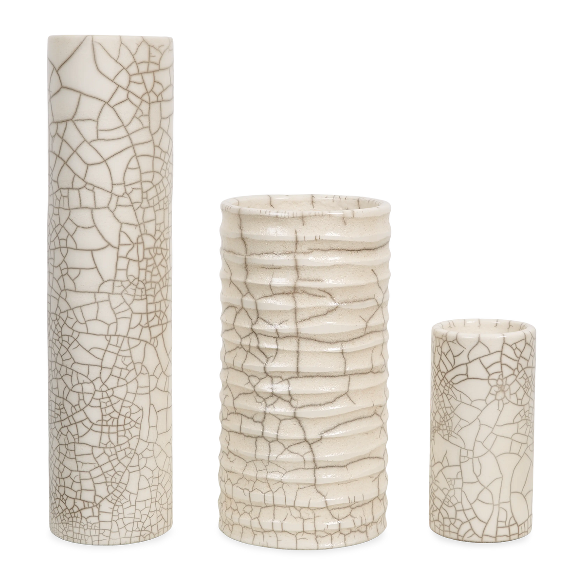Cylinder Vase L White Crackle