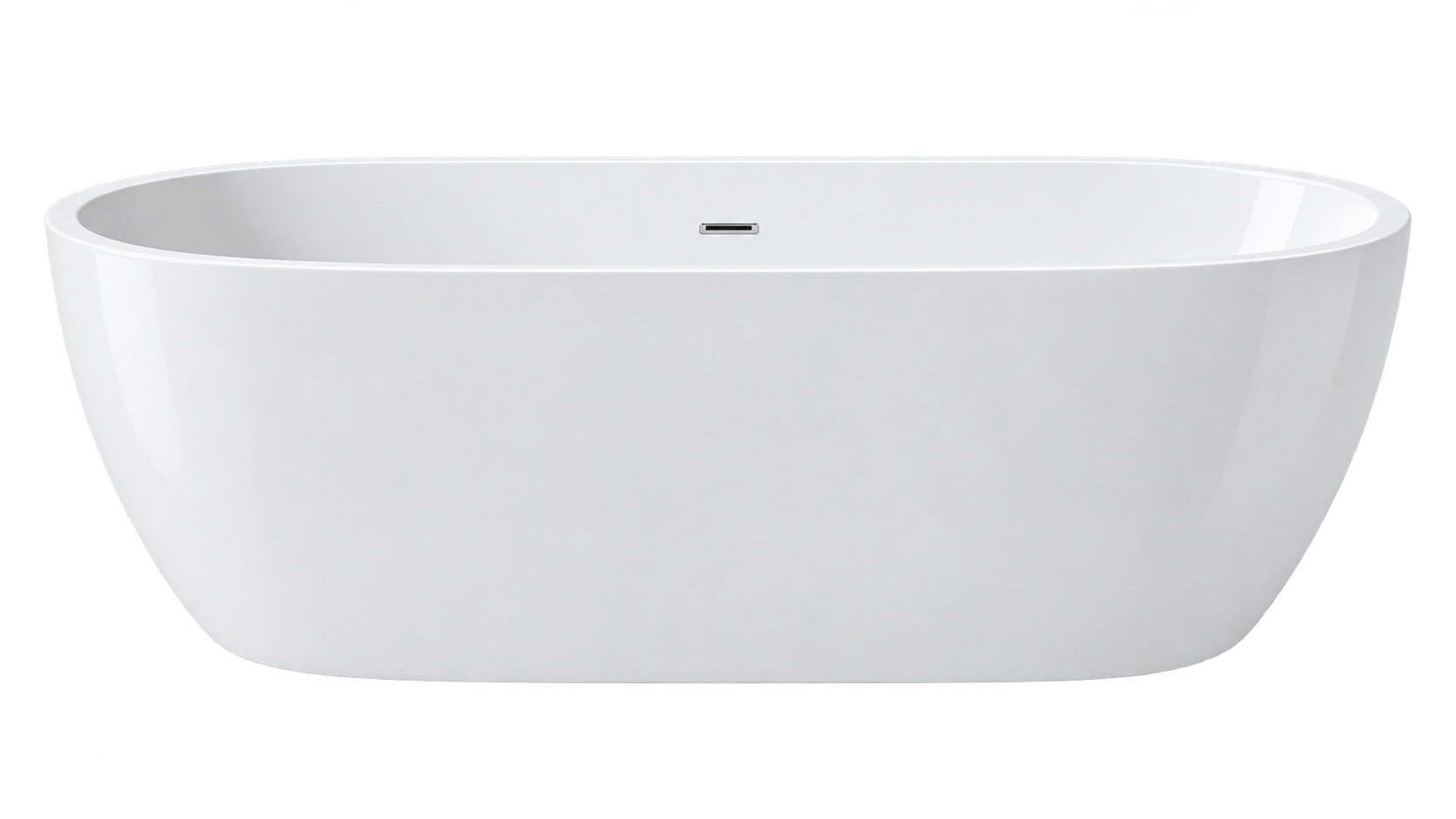 Nokori freestanding bathtub in white, featuring a smooth oval silhouette, gently tapered sides and a minimalist integrated overflow.