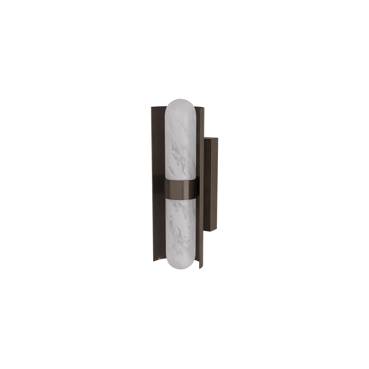 The Bretman Wall Sconce offers a brilliantly simple yet elegant lighting solution with its tubular glass in a matte swirled finish, complemented by a steel backplate in English Bro