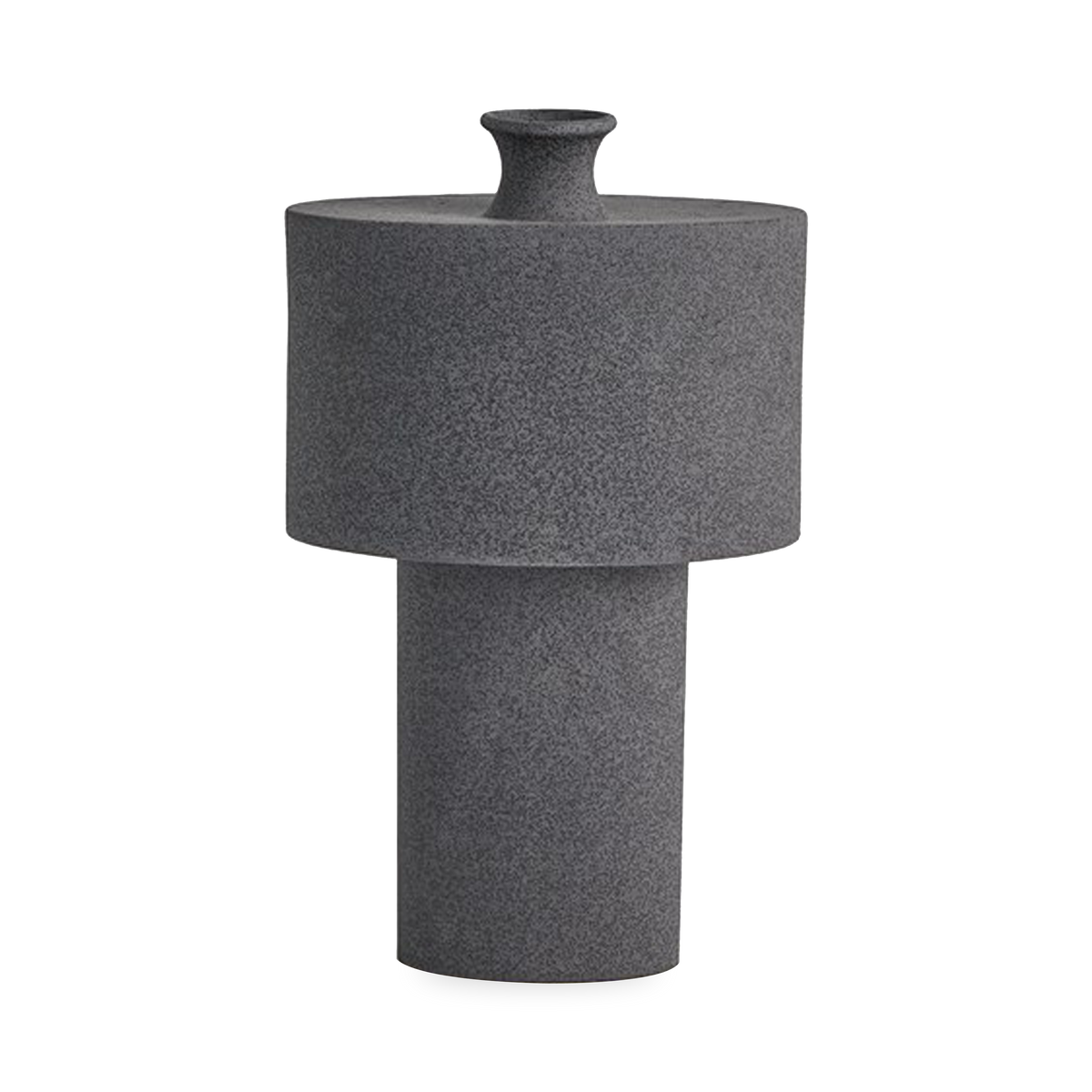 Influenced by structural design, the Folk Oval Durm Vase is made of slip-cast Portuguese ceramic with a black stone finish.