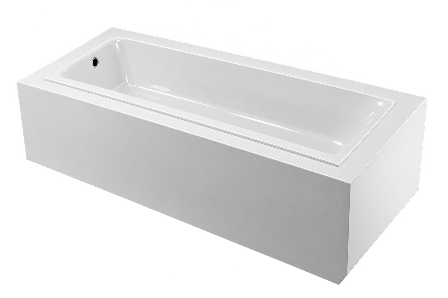 Cambridge 7132 Rectangular white soaking tub with a wide flat deck, clean straight edges and an integrated end overflow, shown in a modern built-in installation.