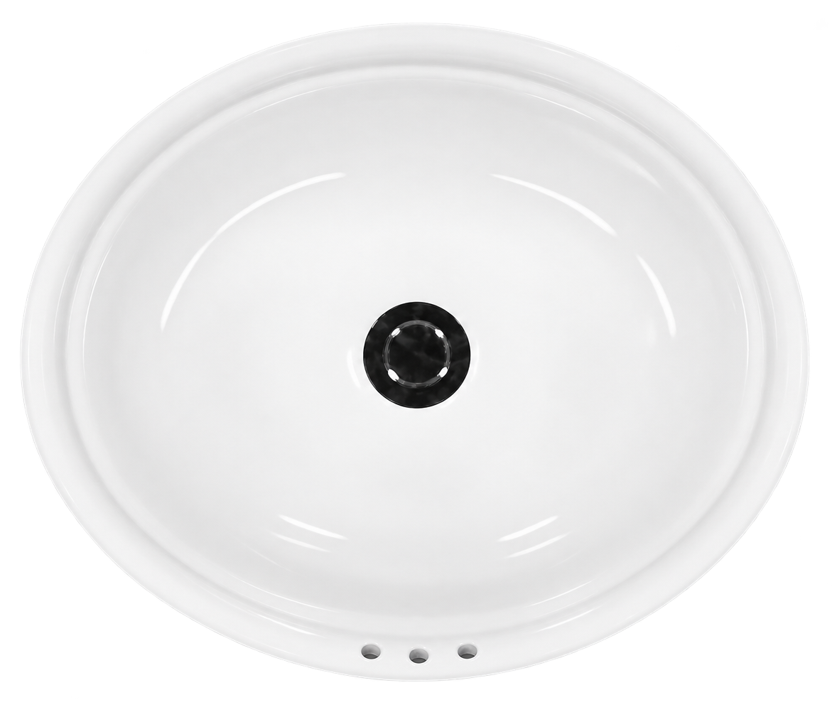 Walton 1714 Undermount Basin in white porcelain, featuring a classic oval bowl, integrated overflow holes and a clean undermount profile.