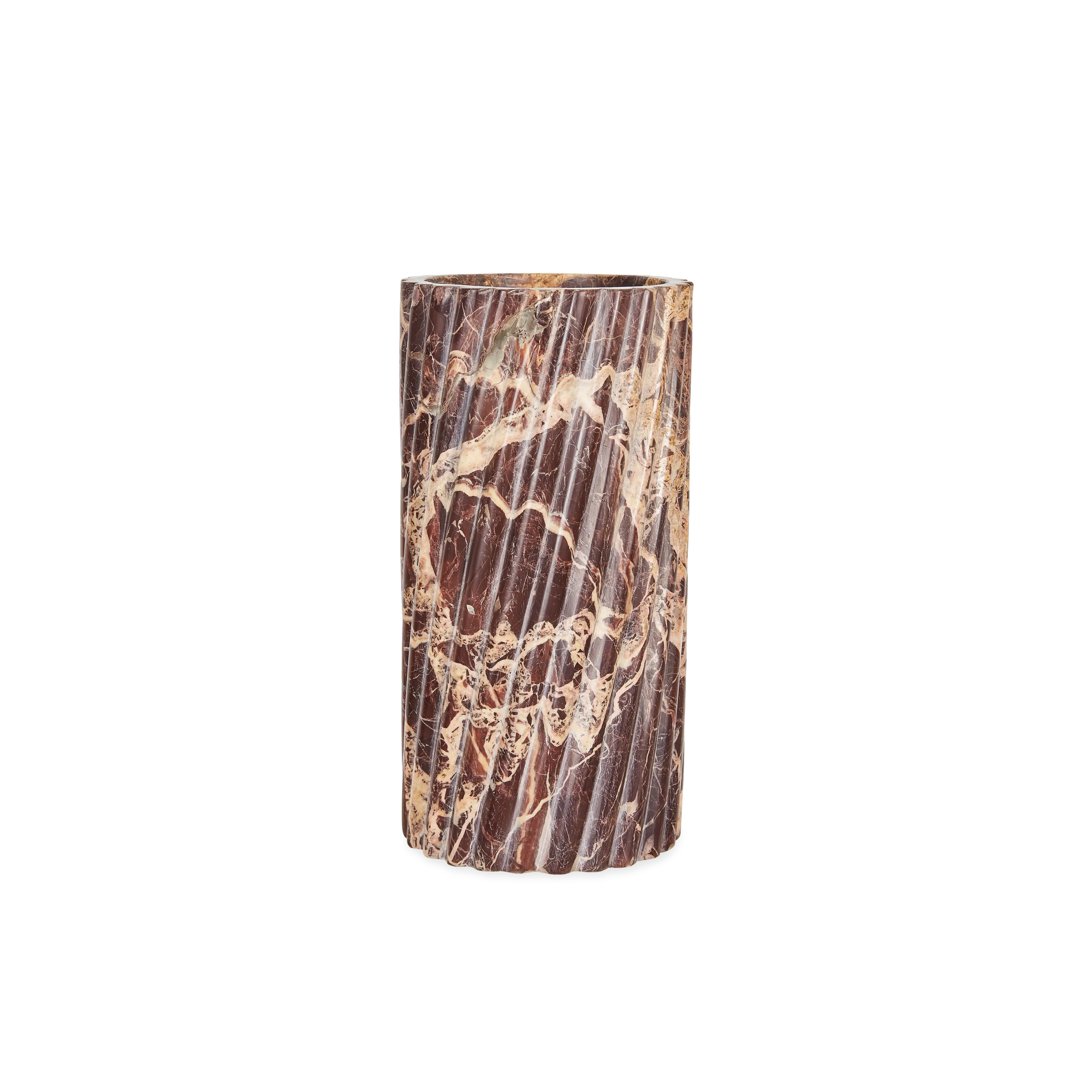 Ridged Marble Vase Red