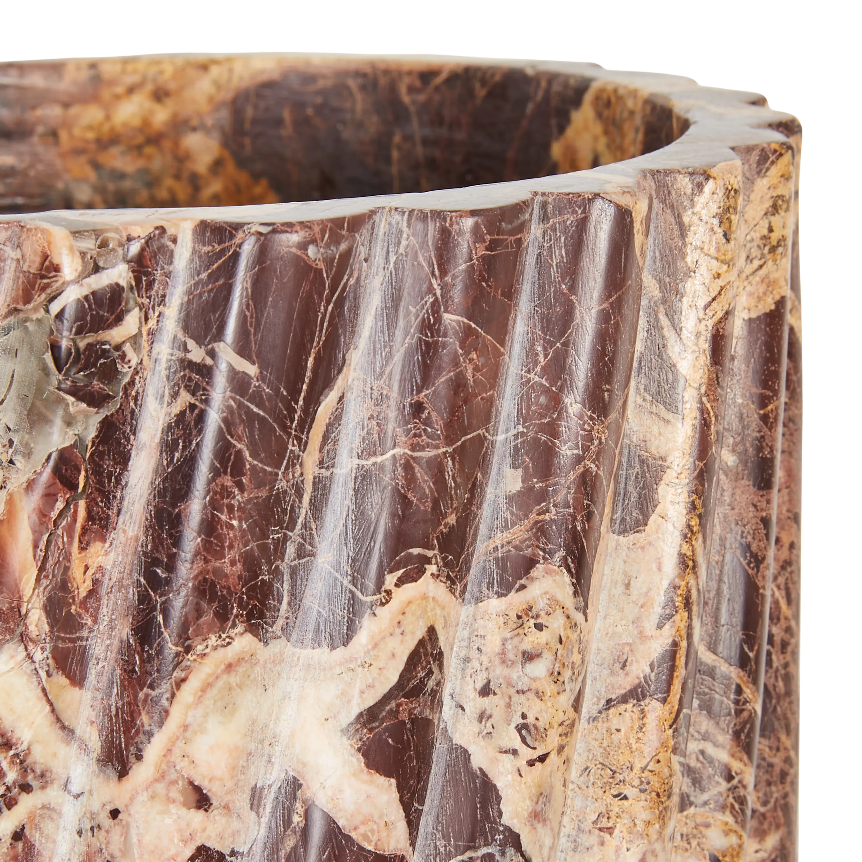 Ridged Marble Vase Red