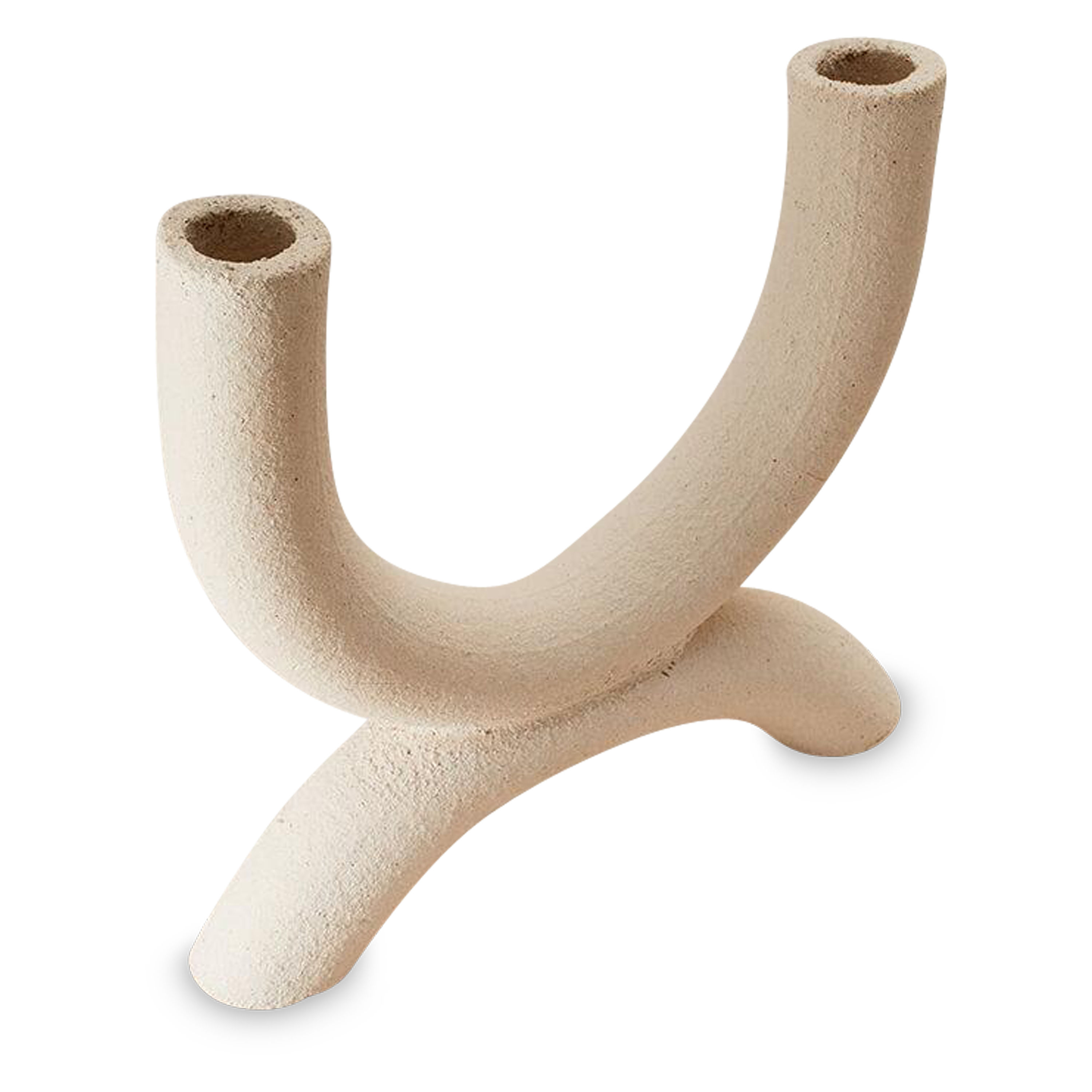 Crafted in raw ceramic, it can stand alone or intertwine with the Harmony Candleholder.