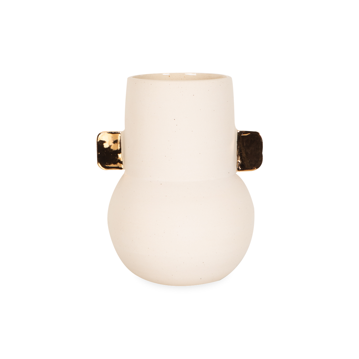 Characterized by simple and organic shapes, the Stoneware Vase features a stunning white, speckled stoneware body.