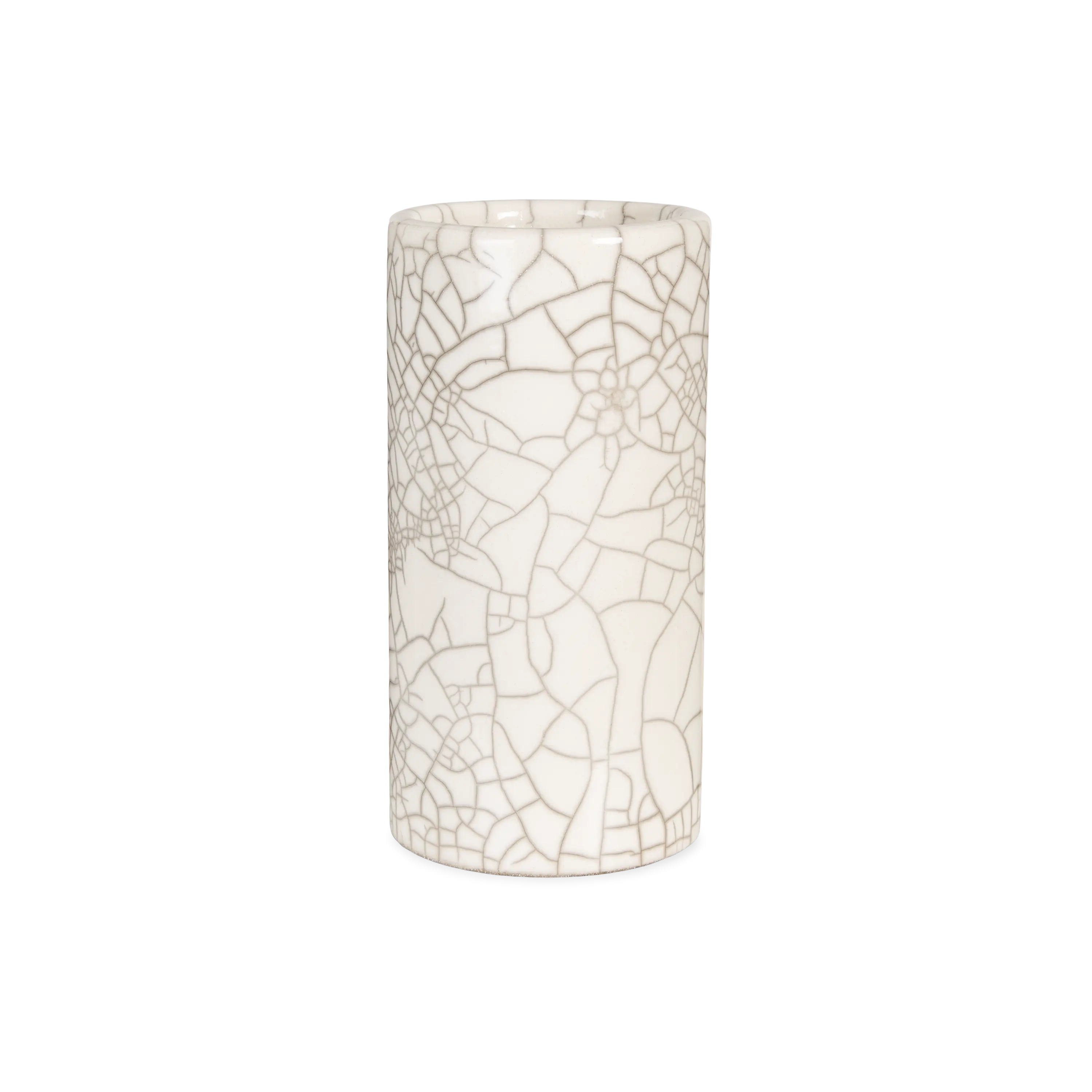Cylinder Vase L White Crackle