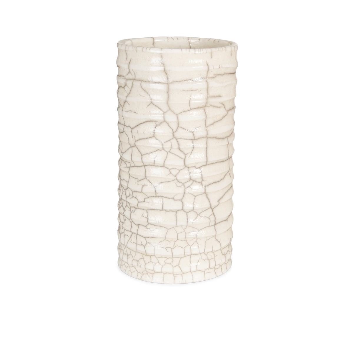 Cylinder Vase L White Crackle