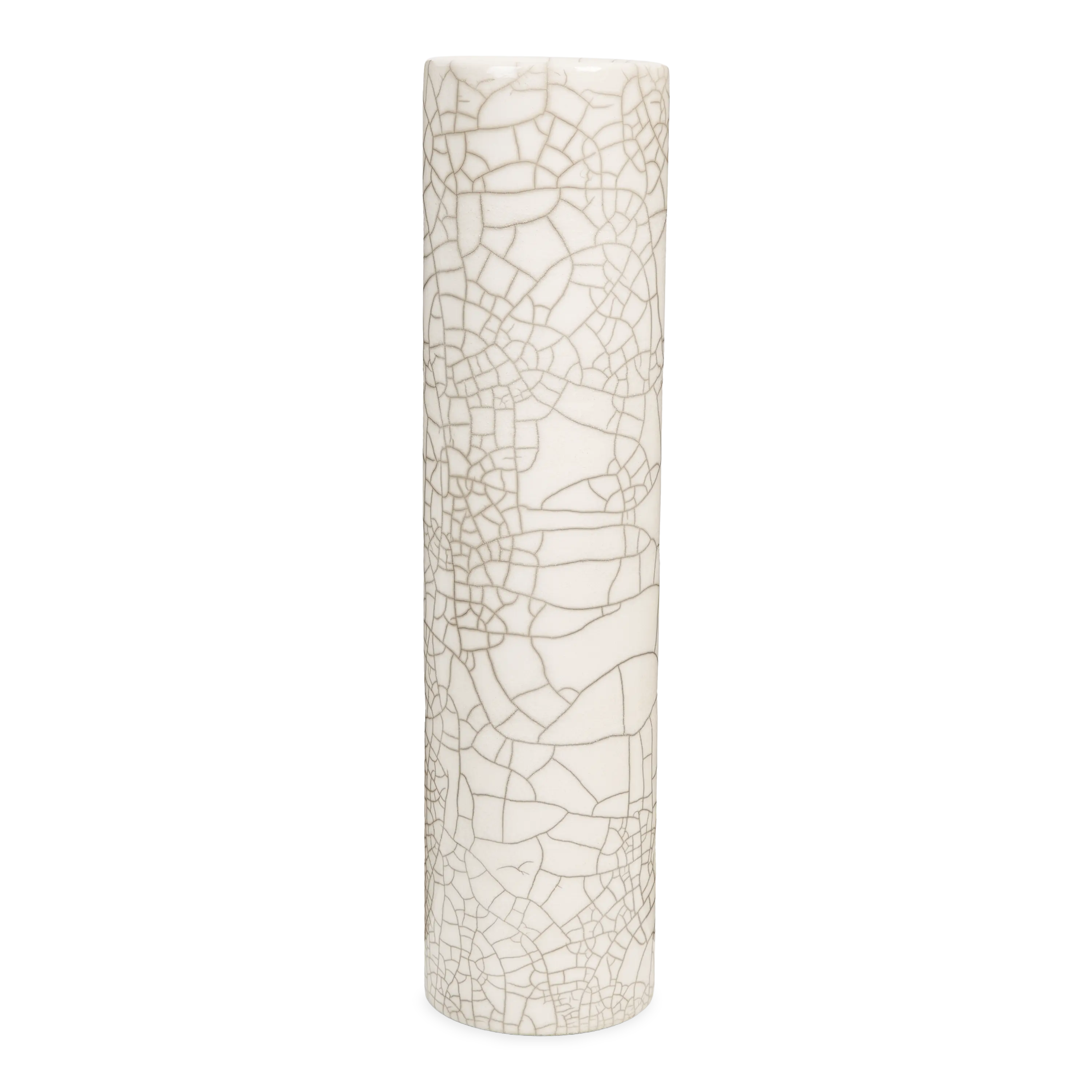 Cylinder Vase L White Crackle