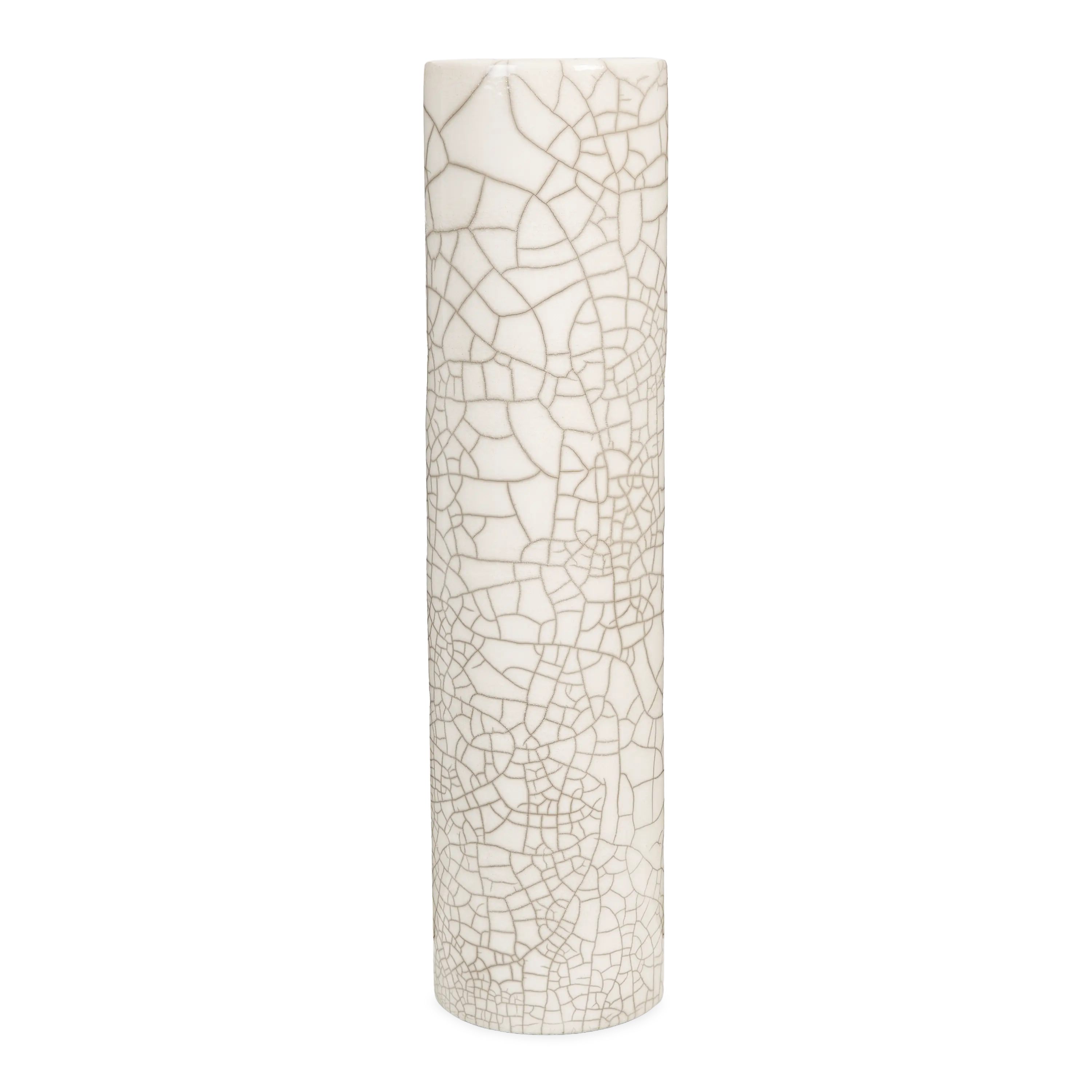 Cylinder Vase L White Crackle