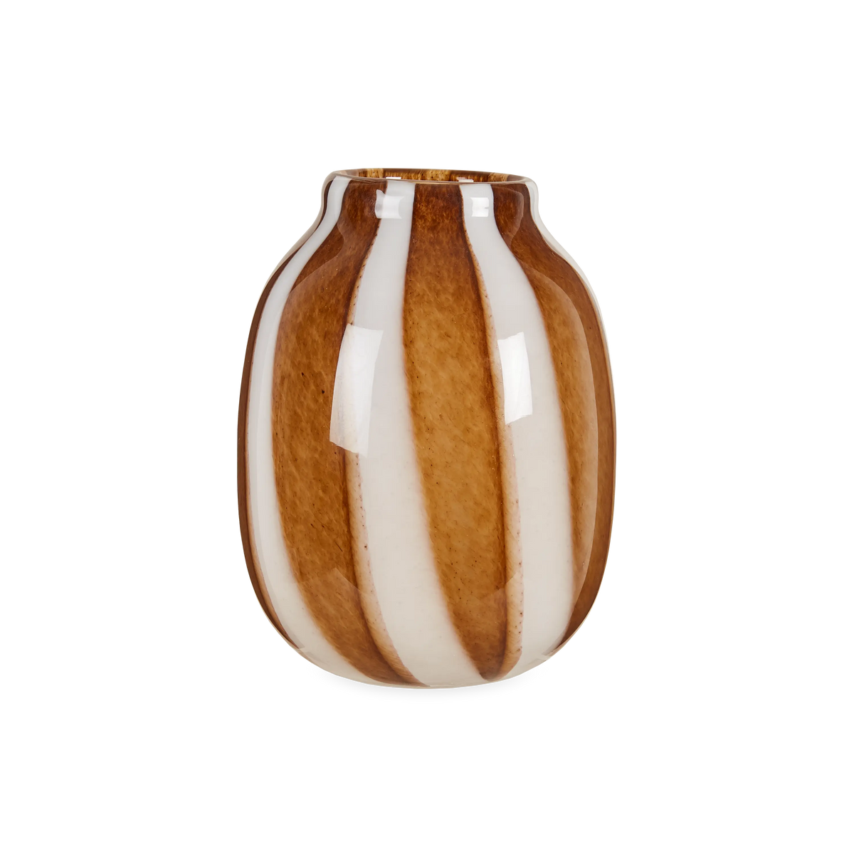 Mouthblown Striped Gls Vase Br