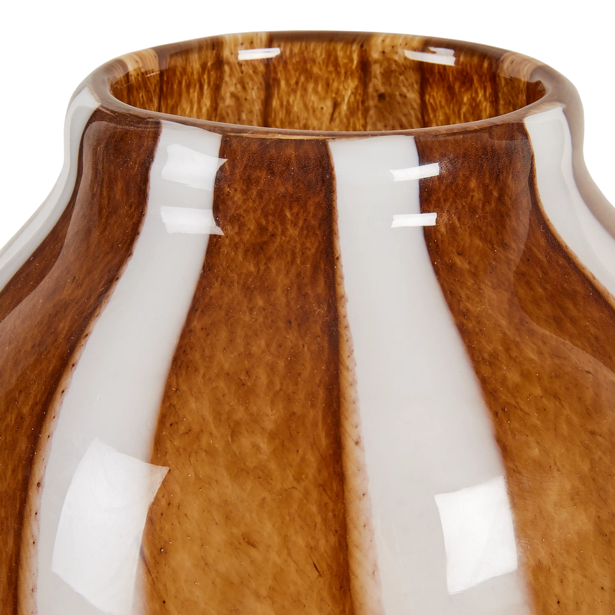 Mouthblown Striped Gls Vase Br