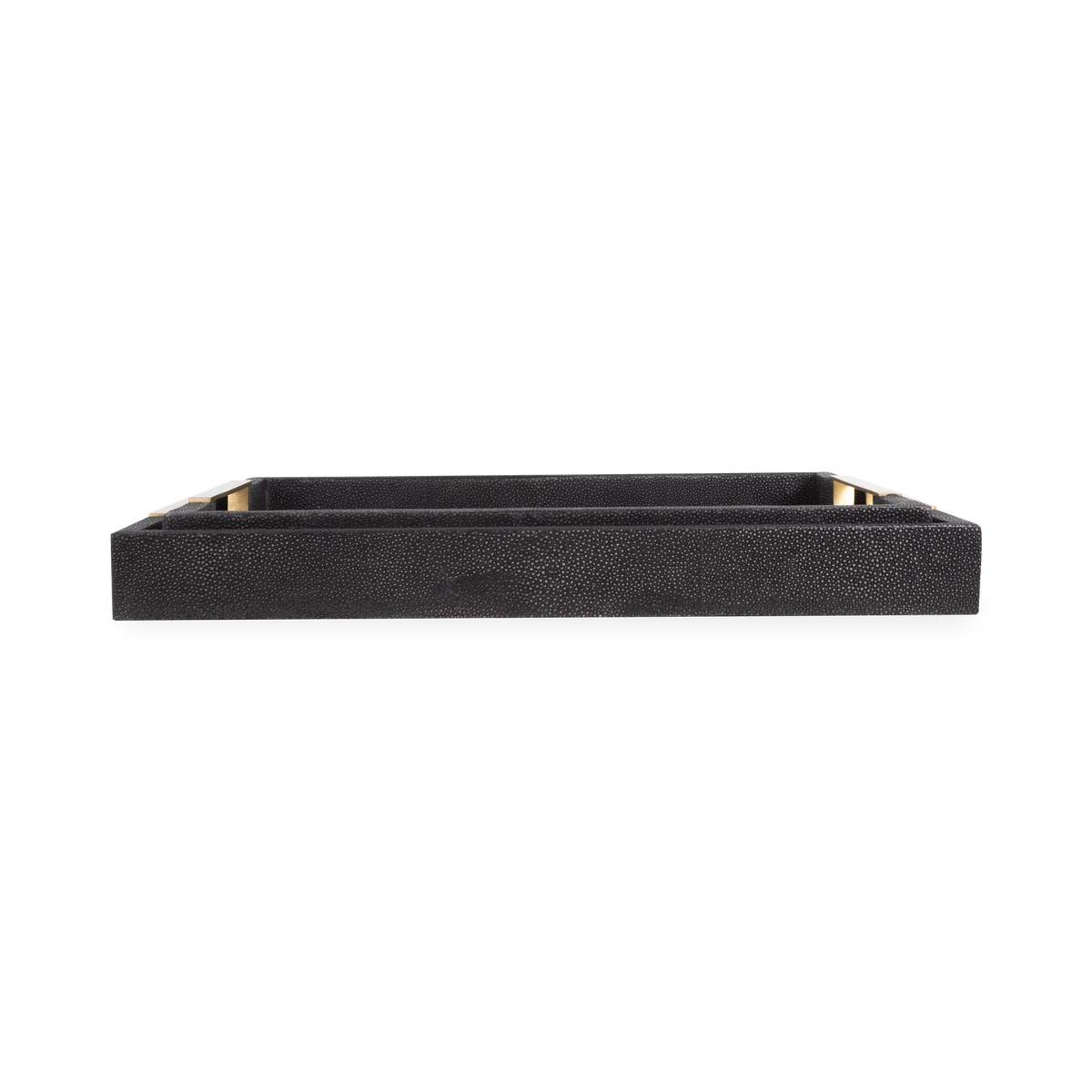 Faux Shagreen Tray Med Black